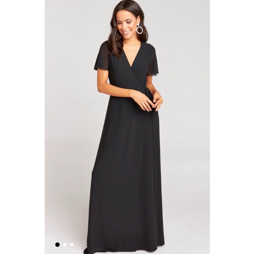 Show Me Your MuMu Black Chiffon Wrap Dress